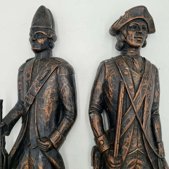 1971 Dart Revolutionary War Soldiers Wall Plaque Set 19x5.5 In Bronze Resin USA - Picture 3 of 11